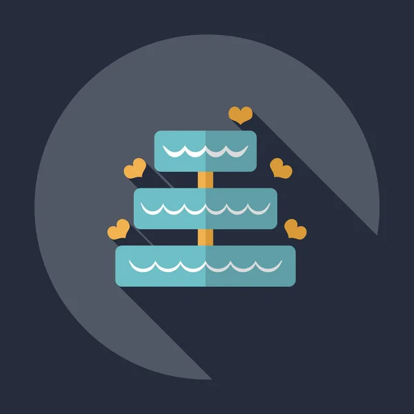 Design moderne plat avec ombre Icône un gâteau de mariage — Image vectorielle