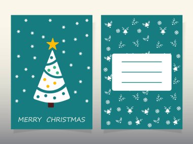 Tasarım Noel kartları 2017 Noel ağacı Noel Baba ve geyik. Yeni yılın sembolleri