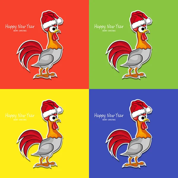 新年问候 2017 与公鸡符号设计 — 图库矢量图片