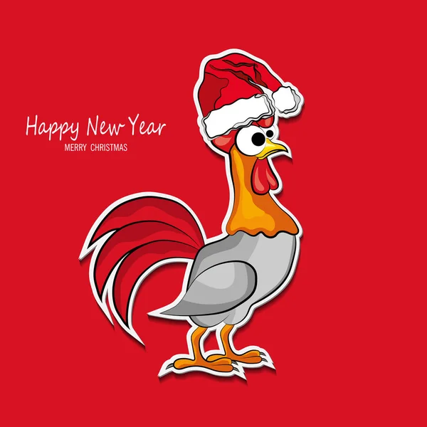 Дизайн новорічного привітання 2017 року з символом півня — стоковий вектор
