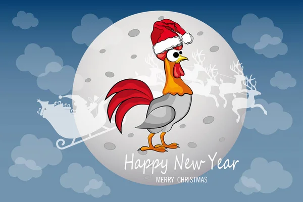 Дизайн новорічного привітання 2017 року з символом півня — стоковий вектор