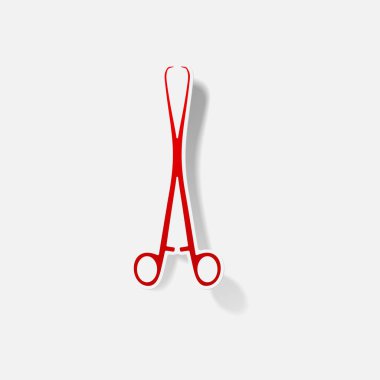 Etiket kağıt ürünleri gerçekçi öğesi tasarım illüstrasyon forseps dişçi