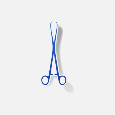 Etiket kağıt ürünleri gerçekçi öğesi tasarım illüstrasyon forseps dişçi