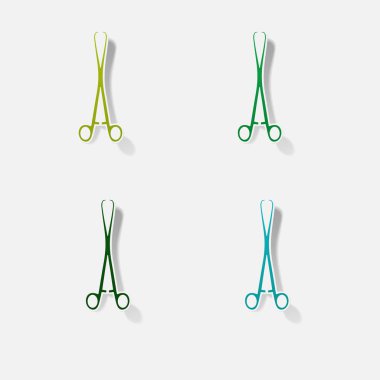 Etiket kağıt ürünleri gerçekçi öğesi tasarım illüstrasyon forseps dişçi