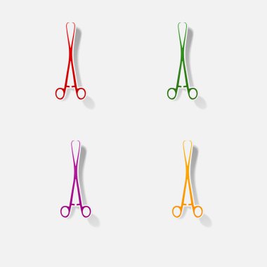 Etiket kağıt ürünleri gerçekçi öğesi tasarım illüstrasyon forseps dişçi