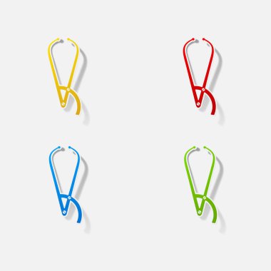 Etiket kağıt ürünleri gerçekçi öğesi tasarım illüstrasyon forseps dişçi