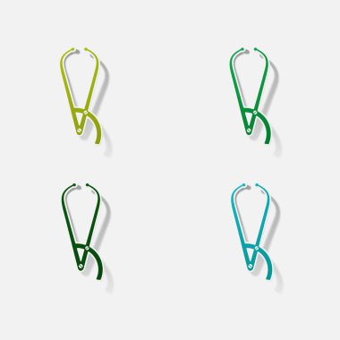 Etiket kağıt ürünleri gerçekçi öğesi tasarım illüstrasyon forseps dişçi