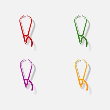 Etiket kağıt ürünleri gerçekçi öğesi tasarım illüstrasyon forseps dişçi