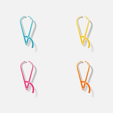 Etiket kağıt ürünleri gerçekçi öğesi tasarım illüstrasyon forseps dişçi