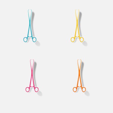 Etiket kağıt ürünleri gerçekçi öğesi tasarım illüstrasyon forseps dişçi