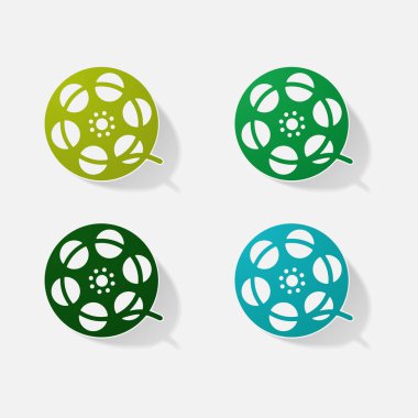 Etiket kağıt ürünleri gerçekçi öğesi tasarım illüstrasyon makara film