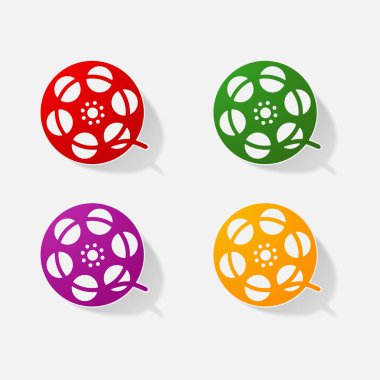 Etiket kağıt ürünleri gerçekçi öğesi tasarım illüstrasyon makara film