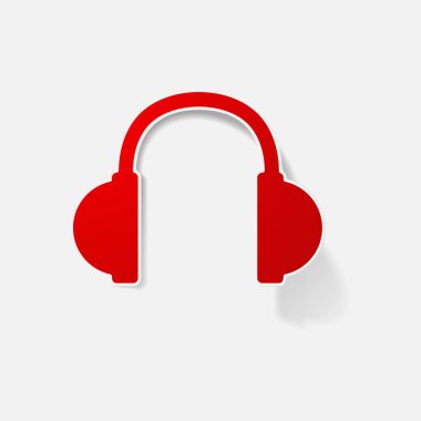 Etiket kağıt ürünleri gerçekçi öğesi tasarım illüstrasyon kulaklık