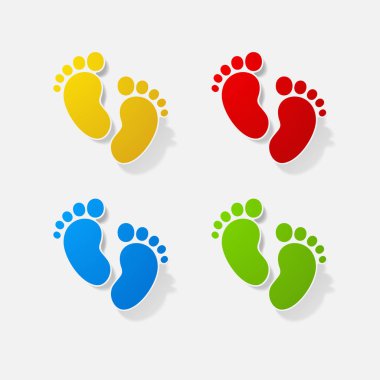 Sticker paper products realistic element design illustration childrens footprint clipart