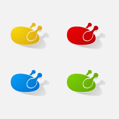 Etiket kağıt ürünleri gerçekçi öğe tasarlamak tavuk ızgara