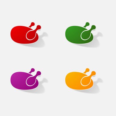 Etiket kağıt ürünleri gerçekçi öğe tasarlamak tavuk ızgara