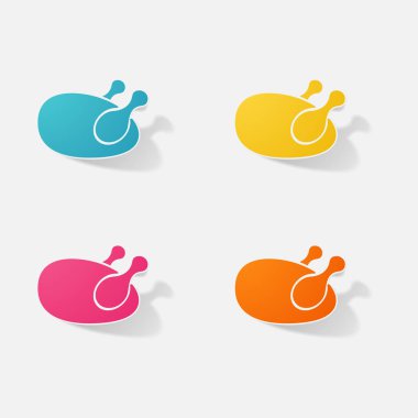 Etiket kağıt ürünleri gerçekçi öğe tasarlamak tavuk ızgara