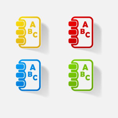 Etiket kağıt ürünleri gerçekçi öğesi tasarım illüstrasyon defter