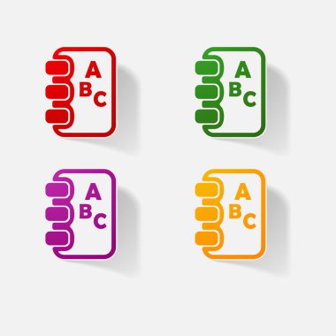 Etiket kağıt ürünleri gerçekçi öğesi tasarım illüstrasyon defter