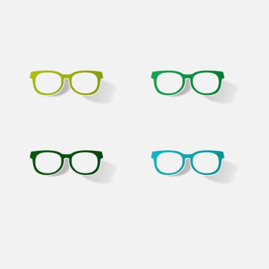 Etiket kağıt ürünleri gerçekçi öğesi tasarım illüstrasyon gözlük