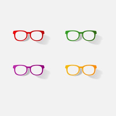 Etiket kağıt ürünleri gerçekçi öğesi tasarım illüstrasyon gözlük