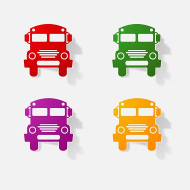 Etiket kağıt ürünleri gerçekçi öğesi tasarım illüstrasyon okul otobüsü