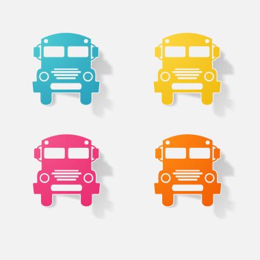 Etiket kağıt ürünleri gerçekçi öğesi tasarım illüstrasyon okul otobüsü