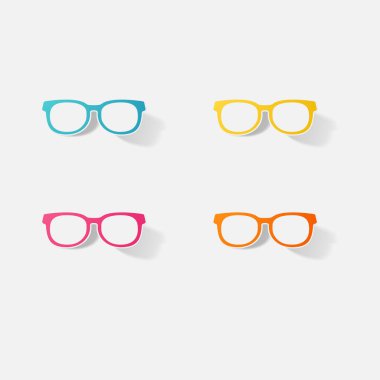 Etiket kağıt ürünleri gerçekçi öğesi tasarım illüstrasyon gözlük