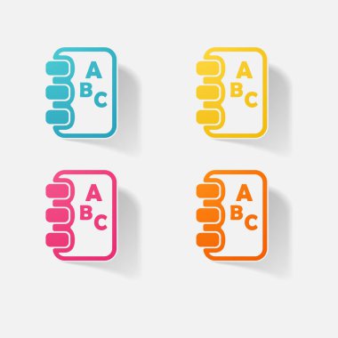 Etiket kağıt ürünleri gerçekçi öğesi tasarım illüstrasyon defter