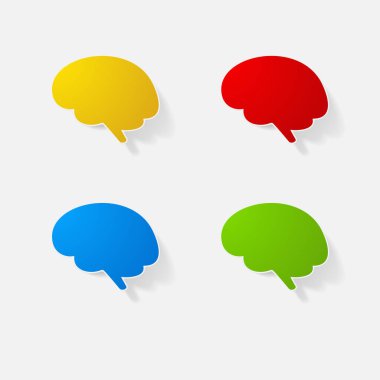 Etiket kağıt ürünleri gerçekçi öğesi tasarım illüstrasyon beyin