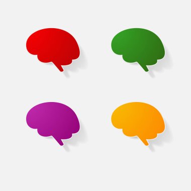 Etiket kağıt ürünleri gerçekçi öğesi tasarım illüstrasyon beyin