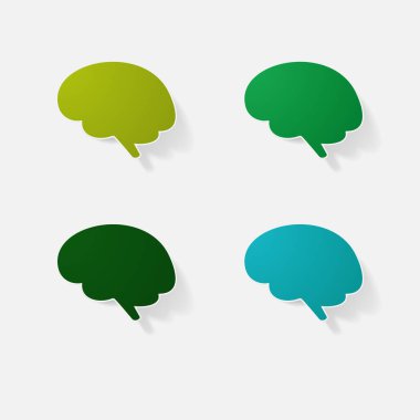 Etiket kağıt ürünleri gerçekçi öğesi tasarım illüstrasyon beyin