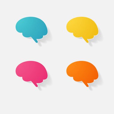 Etiket kağıt ürünleri gerçekçi öğesi tasarım illüstrasyon beyin