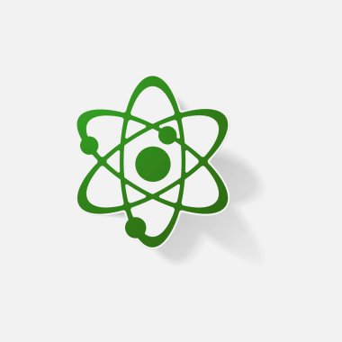 Etiket kağıt ürünleri gerçekçi öğesi tasarım illüstrasyon atom