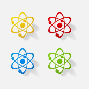 Etiket kağıt ürünleri gerçekçi öğesi tasarım illüstrasyon atom