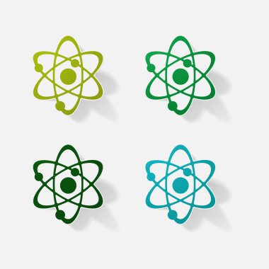 Etiket kağıt ürünleri gerçekçi öğesi tasarım illüstrasyon atom