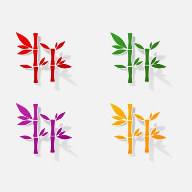 Etiket kağıt ürünleri gerçekçi öğesi tasarım illüstrasyon bambu