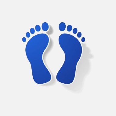 Etiket kağıt ürünleri gerçekçi öğesi tasarım illüstrasyon ayak izi