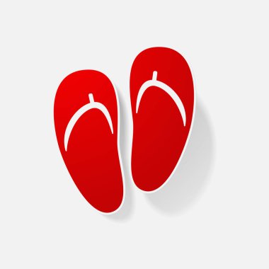 Etiket kağıt ürünleri gerçekçi öğe tasarlamak sandalet