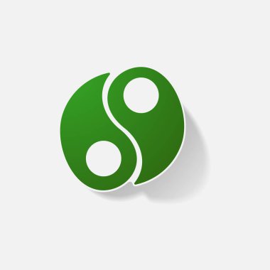 Etiket kağıt ürünleri gerçekçi öğe tasarlamak Yin Yang