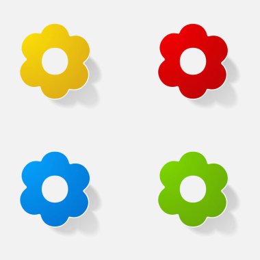 Etiket kağıt ürünleri gerçekçi öğesi tasarım çizim çiçek