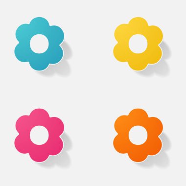 Etiket kağıt ürünleri gerçekçi öğesi tasarım çizim çiçek