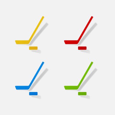 Etiket kağıt ürünleri gerçekçi öğesi tasarım çizim sopa ve Pak