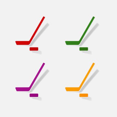 Etiket kağıt ürünleri gerçekçi öğesi tasarım çizim sopa ve Pak