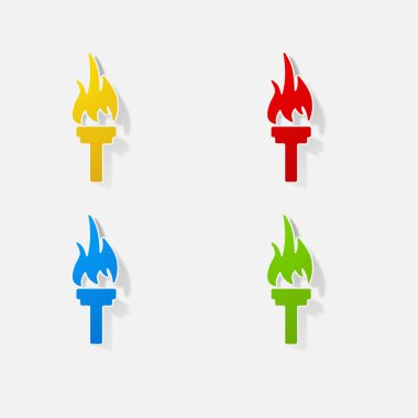 Etiket kağıt ürünleri gerçekçi öğe tasarlamak Olimpiyat Meşalesi