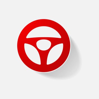 Etiket kağıt ürünleri gerçekçi öğesi tasarım illüstrasyon direksiyon simidi