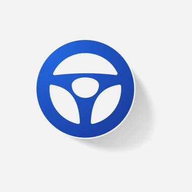 Etiket kağıt ürünleri gerçekçi öğesi tasarım illüstrasyon direksiyon simidi