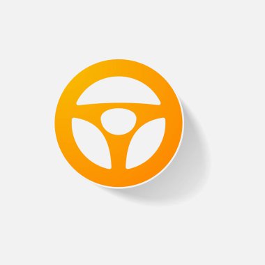 Etiket kağıt ürünleri gerçekçi öğesi tasarım illüstrasyon direksiyon simidi