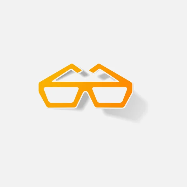 Aufkleber Papier Produkte realistisches Element Design Illustration Brille für Kino — Stockvektor