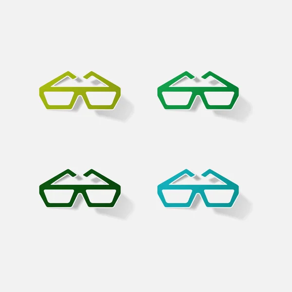 Sticker papier produits réaliste élément design illustration lunettes pour cinéma — Image vectorielle